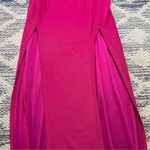 BRAND NEW CHIFFON dress with slit & corset like top .